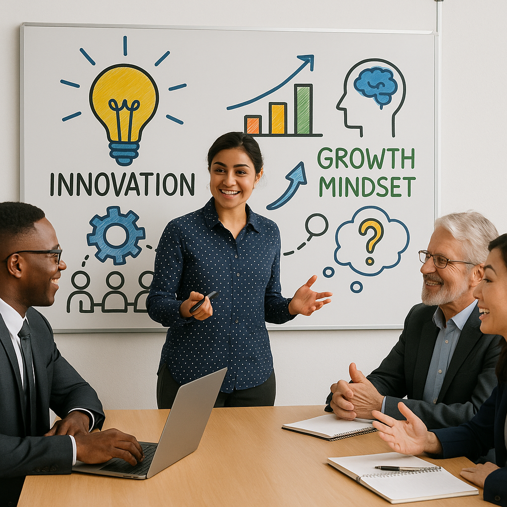 A diverse group of business leaders engaged in an