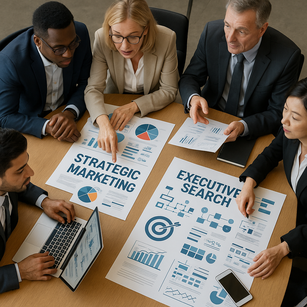 A diverse group of business professionals collabor