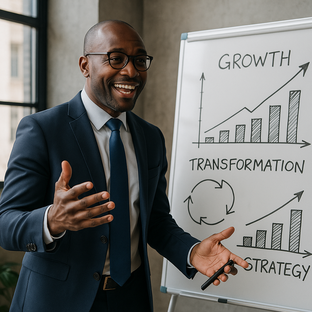 A professional business leader engaging in a dynam